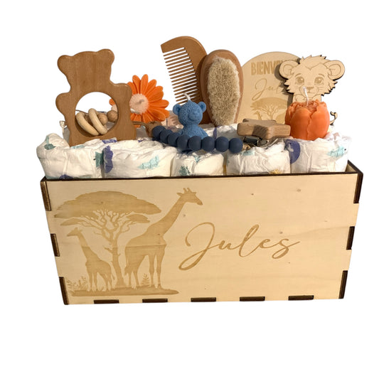 Box de Couches Personnalisée - Coffret Naissance Gravé