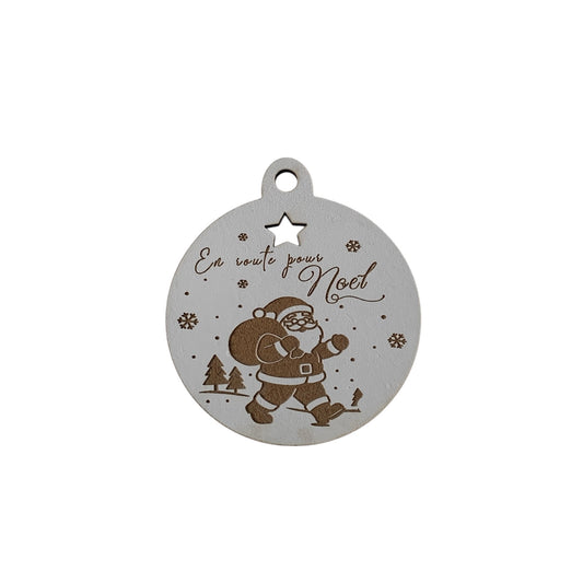 Boule de Noël en Bois Personnalisée - Père Noël ou Prénom