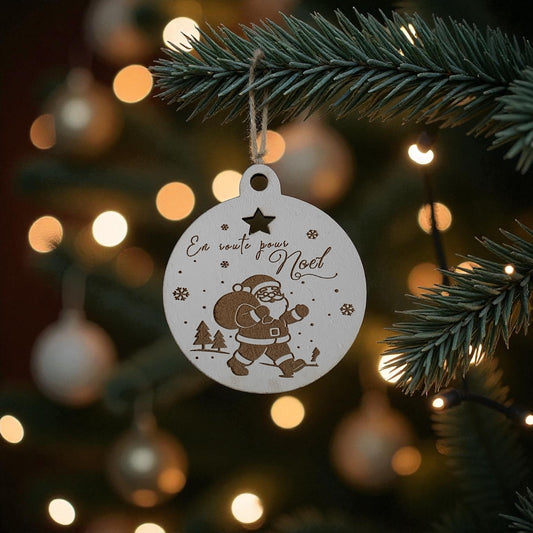 Boule de Noël en Bois Personnalisée - Père Noël ou Prénom