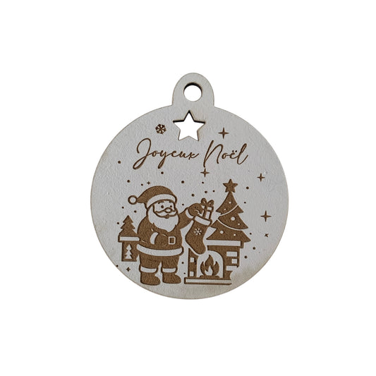 Boule de Noël en Bois Personnalisée - Père Noël et Sapins