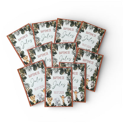 Faire-part de baptême thème jungle personnalisé
