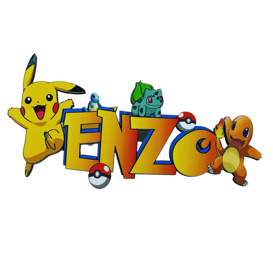 Plaque de porte décoration Pokemon et prénom personnalisée