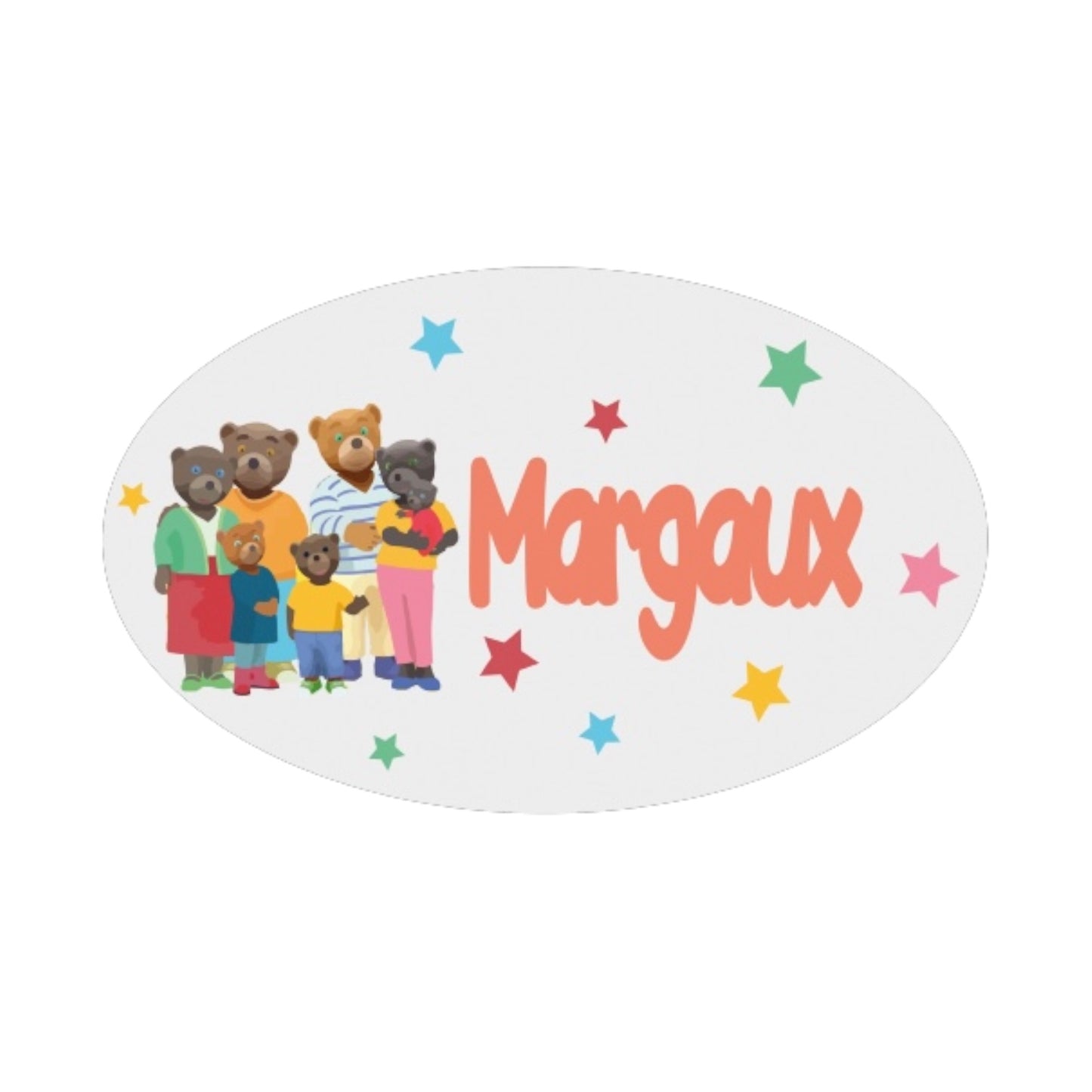 Plaque de porte petit ours brun et sa famille personnalisée