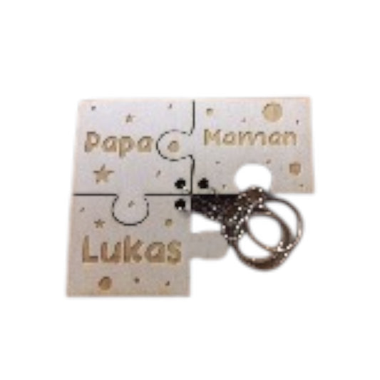 Porte-clé 3 pièces puzzle personnalisé avec prénom