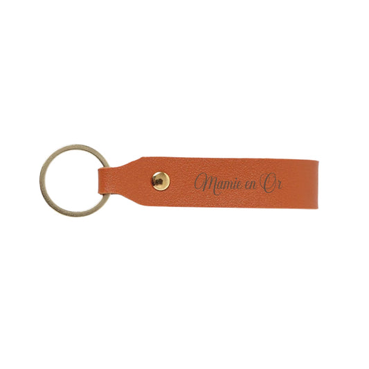 Porte-clés en cuir marron personnalisé