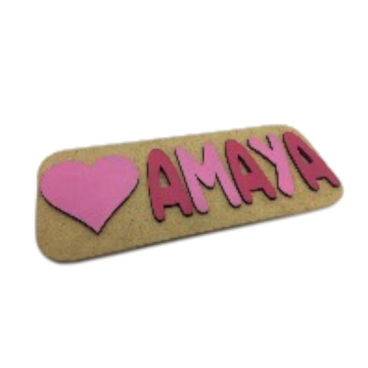 Puzzle en bois avec Prénom et motif Coeur