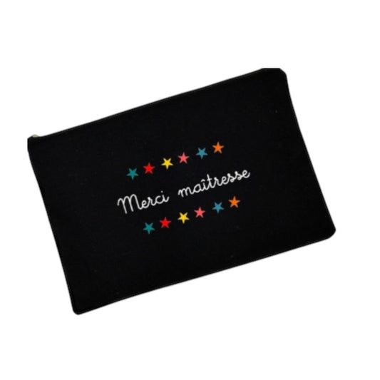Trousse de maquillage personnalisée Merci maîtresse avec étoiles