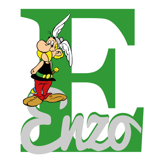 Lettre initiale avec prénom et astérix  personnalisée