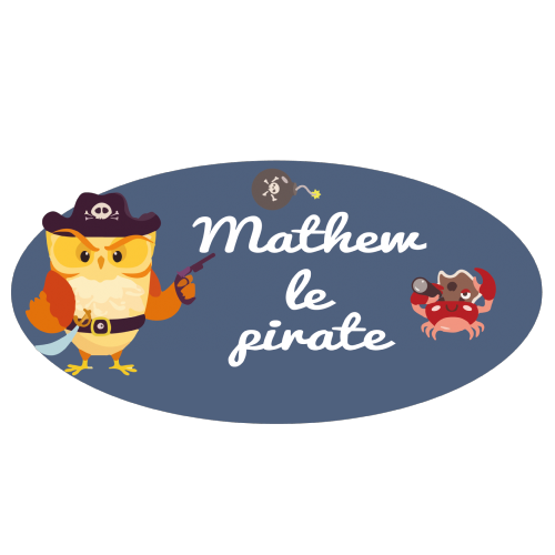 Plaque de porte hiboux pirate et prénom personnalisée