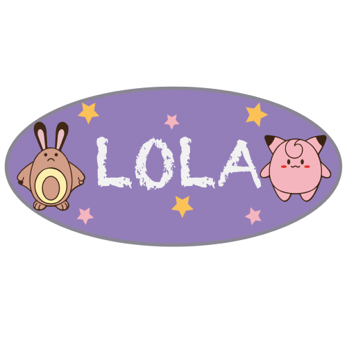 Plaque de porte ovale personnalisée avec Rondoudou et Fouinette, format unique 22x13cm décoration chambre enfant Pokémon