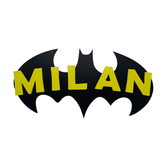 Plaque de porte chambre Batman personnalisée en bois avec prénom, décoration super-héros enfan