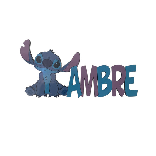 Plaque de porte Stitch personnalisée avec prénom, décoration chambre enfant Disney Lilo et Stitch