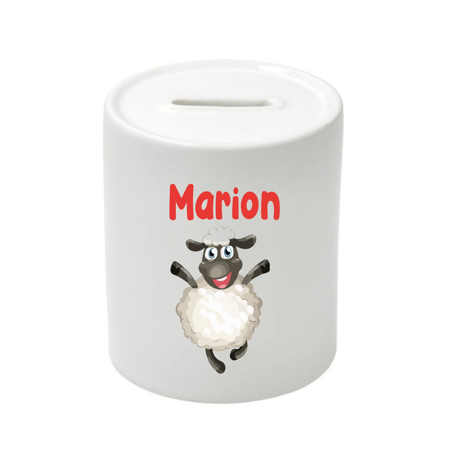 Tirelire enfant personnalisée avec prénom et mouton debout
